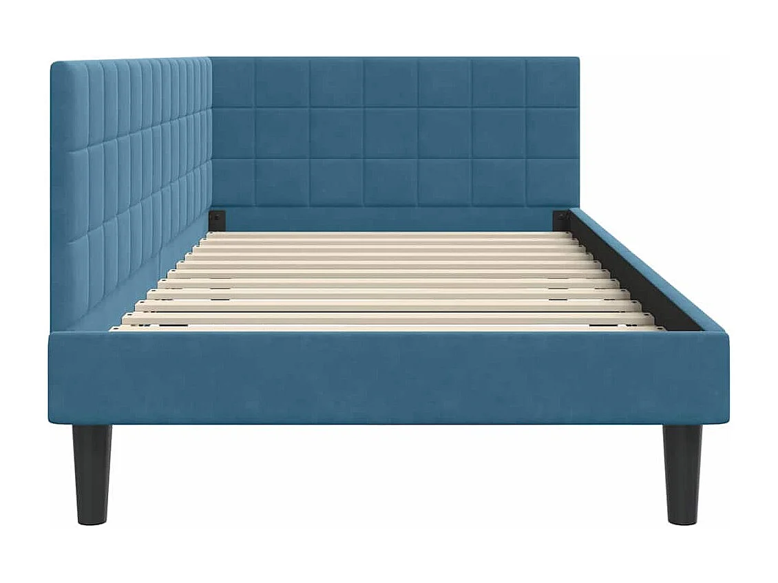 Cadre de lit d'angle avec tête de lit Bleu 100 x 200 cm Velours