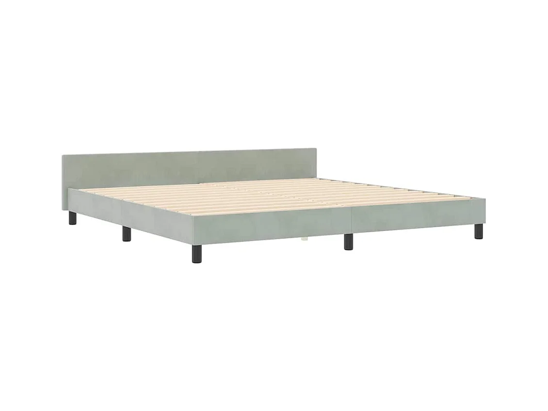 Cadre de lit avec tête de lit Gris clair 200 x 200 cm Velours