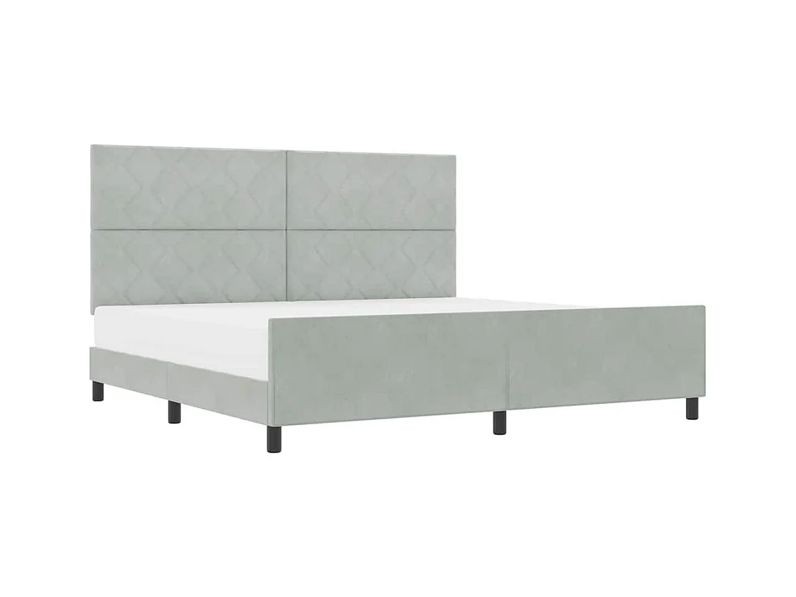 Cadre de lit avec tête de lit Gris clair 200 x 200 cm Velours
