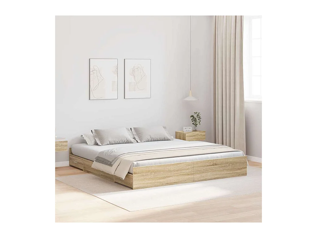 Cadre de lit avec rangement Chêne sonoma 180 x 200 cm