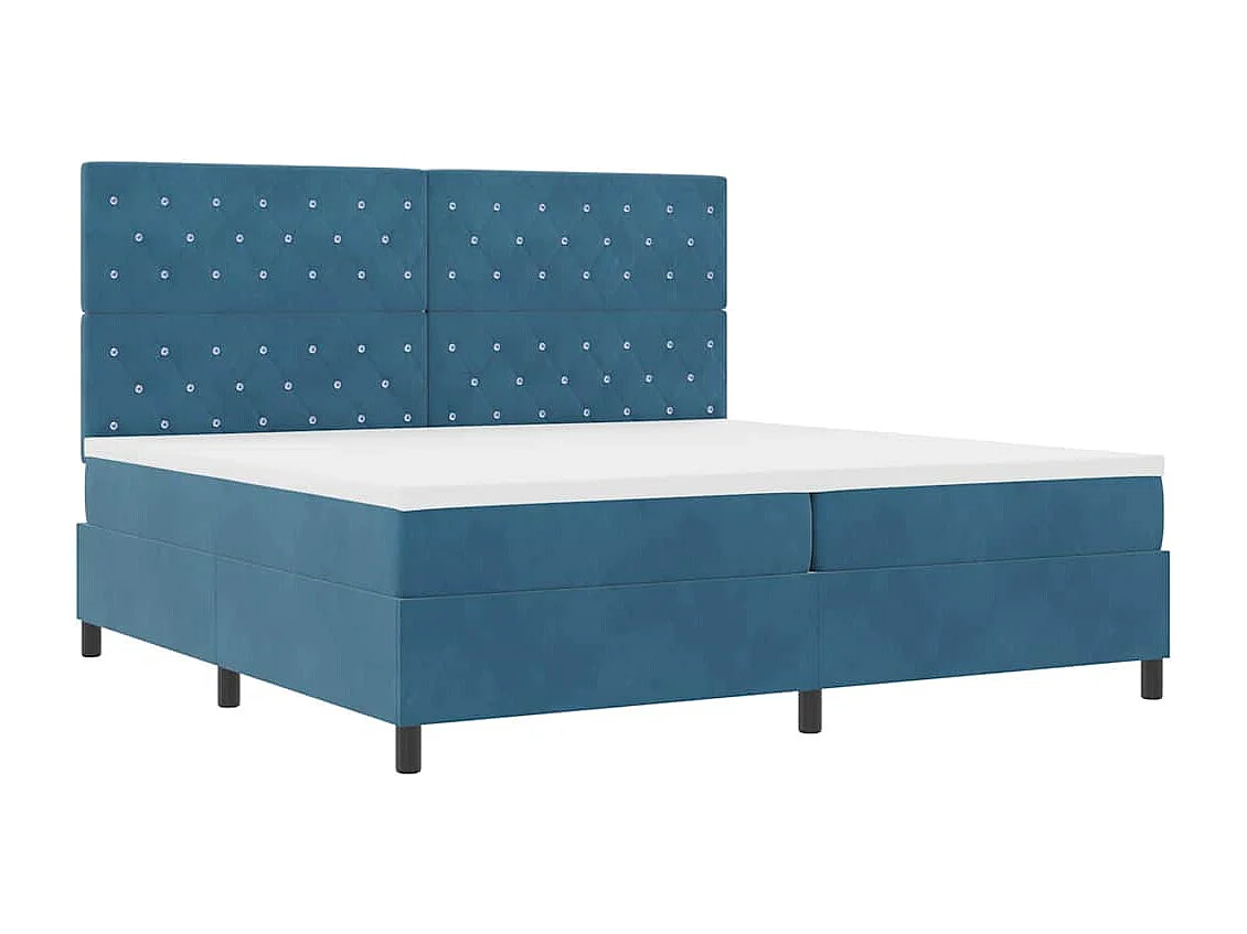 Cadre de lit avec matelas Bleu foncé 200 x 200 cm Velours
