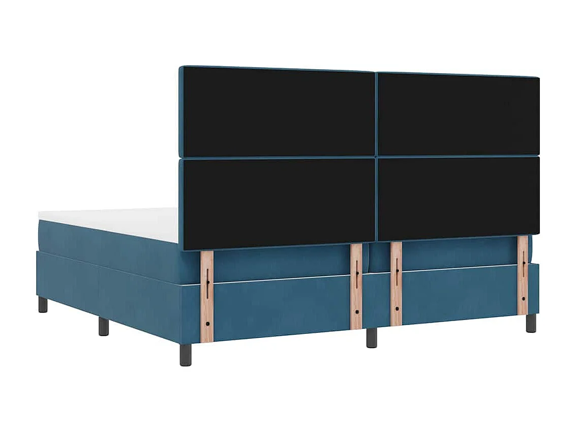 Cadre de lit avec matelas Bleu foncé 200 x 200 cm Velours