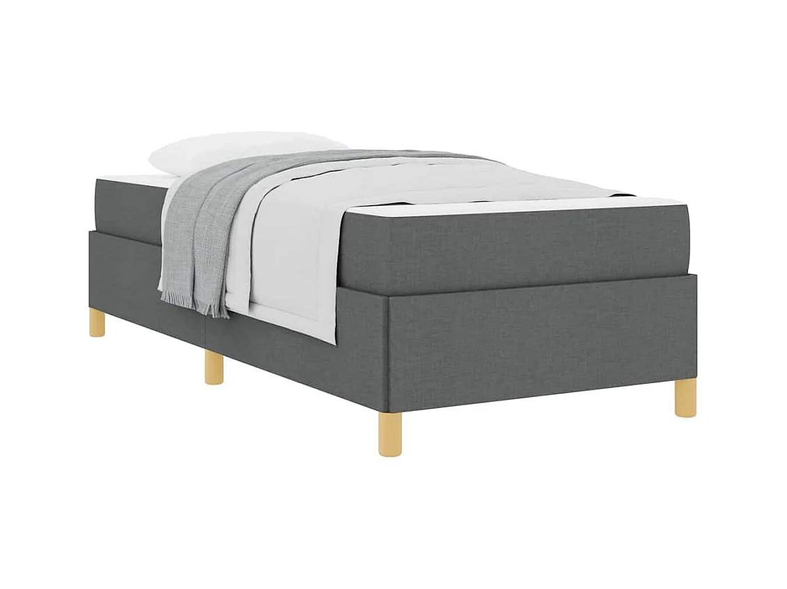 Cadre de lit avec matelas Gris foncé 100 x 200 cm tissu