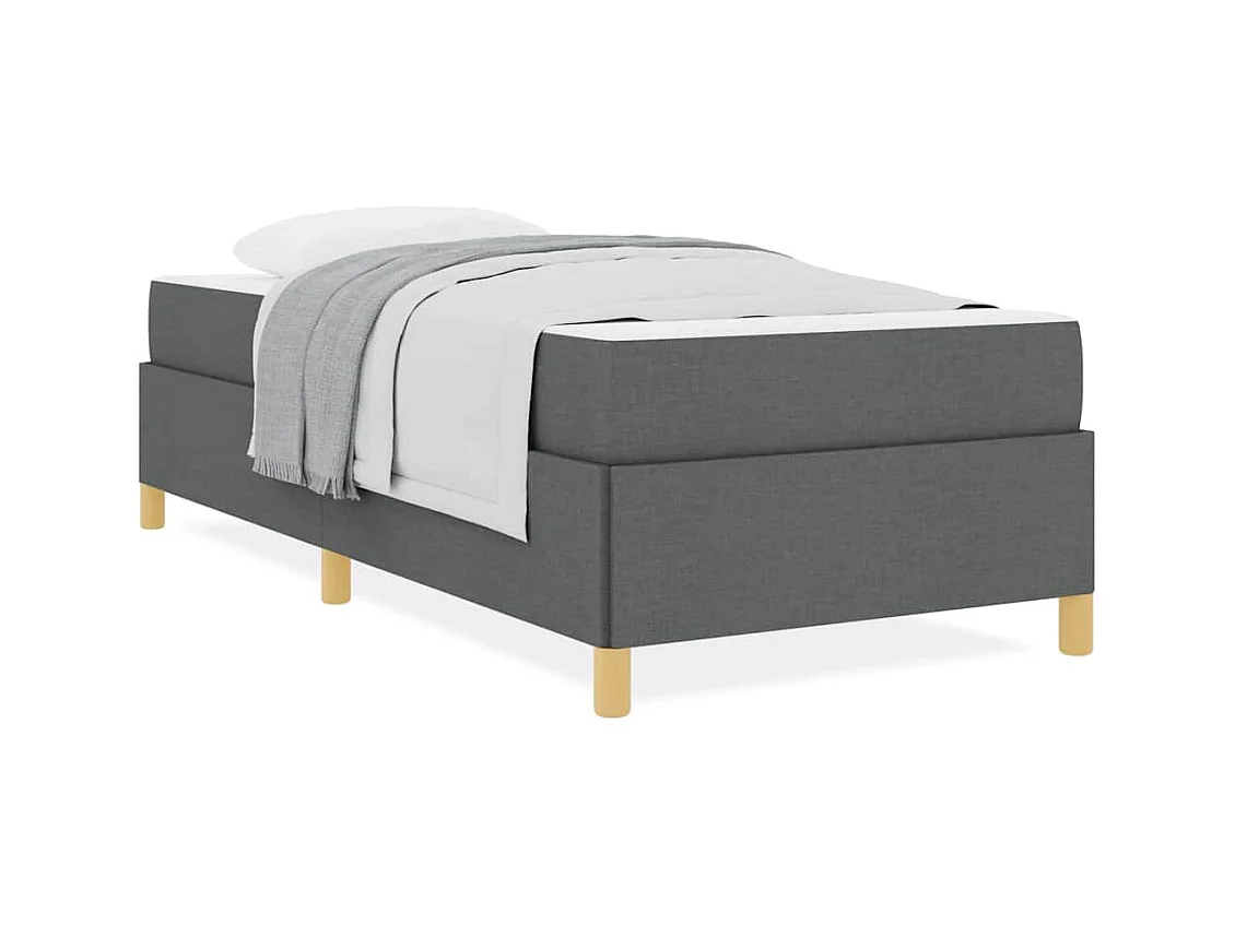 Cadre de lit avec matelas Gris foncé 100 x 200 cm tissu