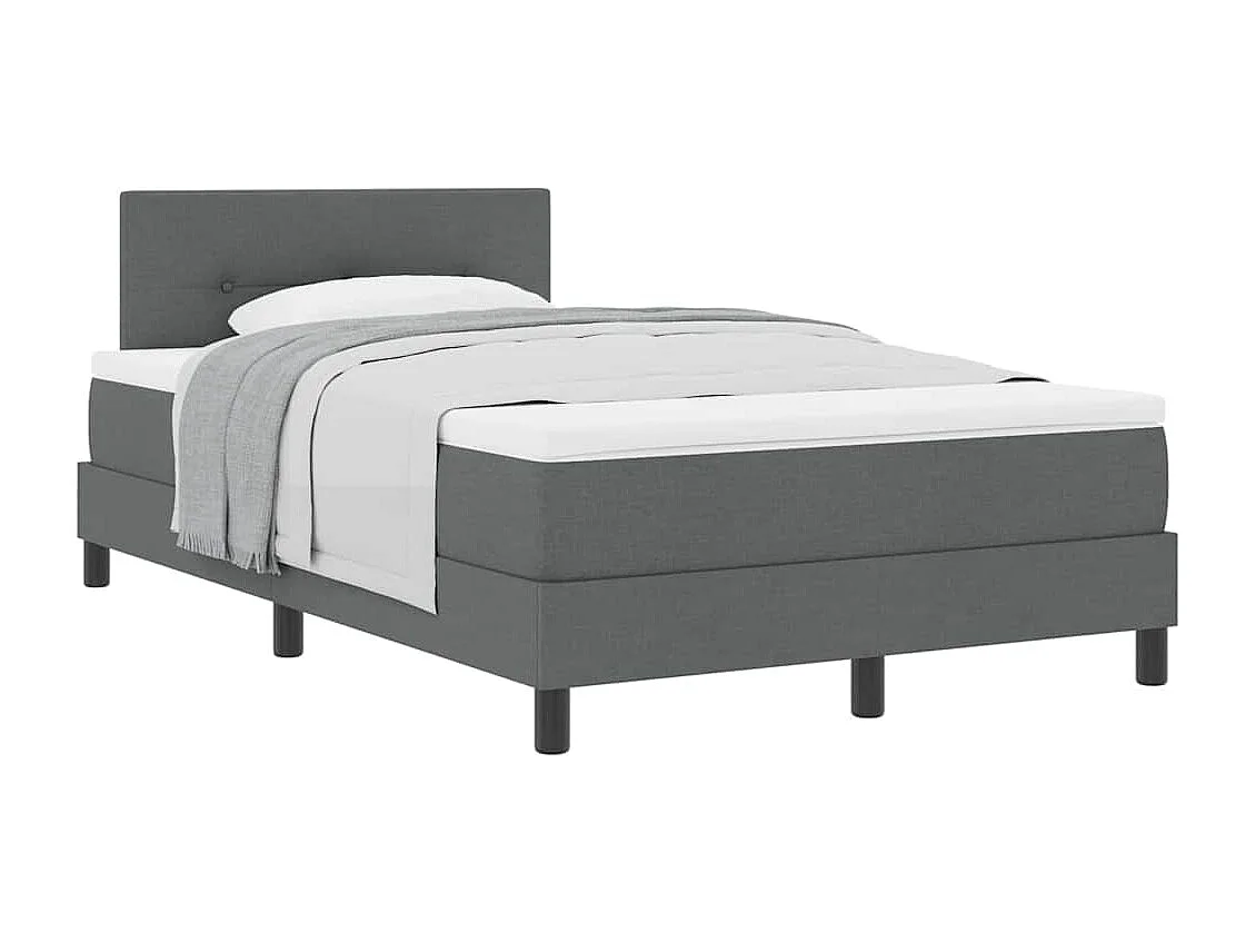 Cadre de lit avec matelas Gris foncé 120 x 190 cm tissu