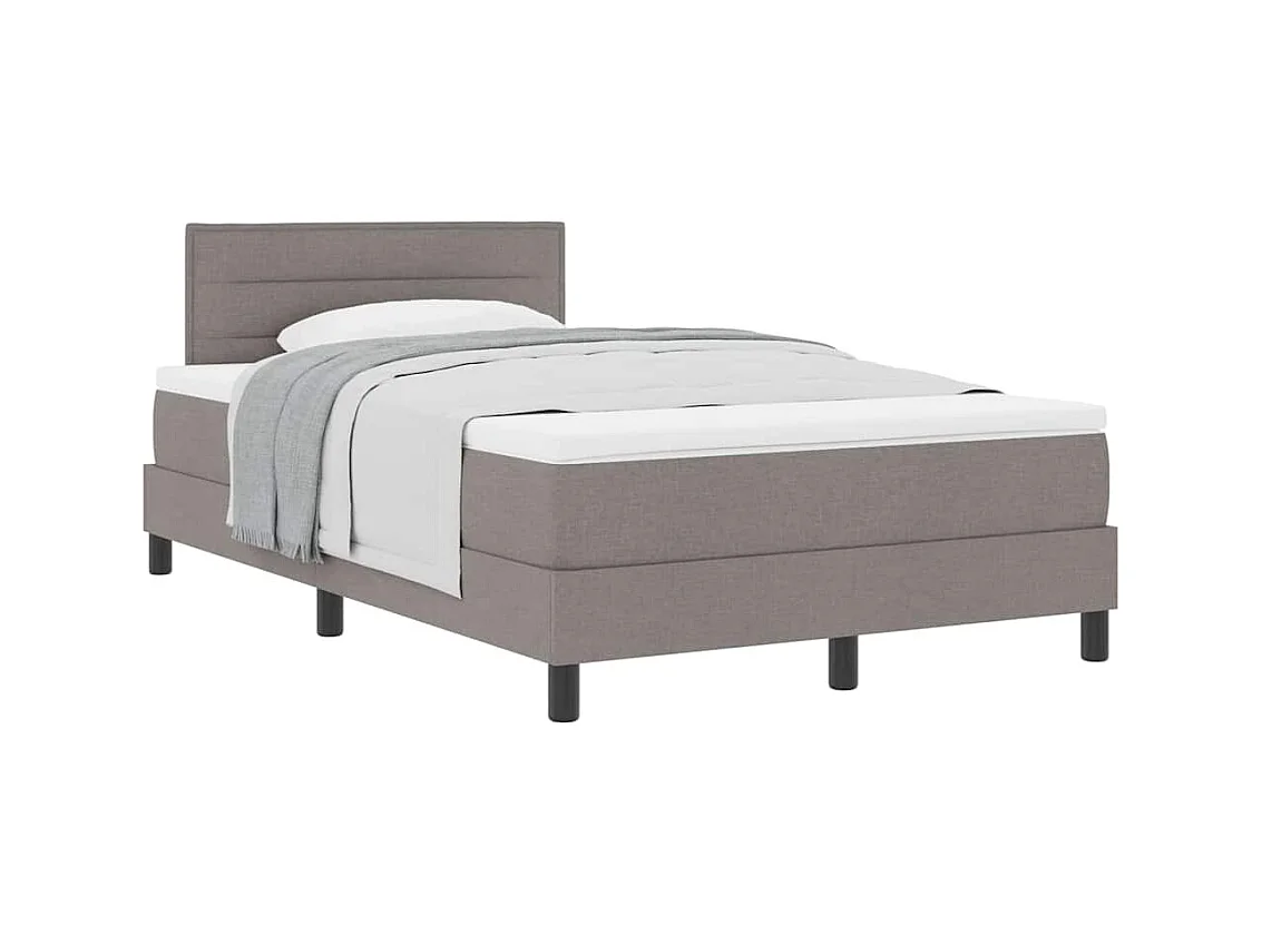 Cadre de lit avec matelas Taupe 120 x 190 cm tissu