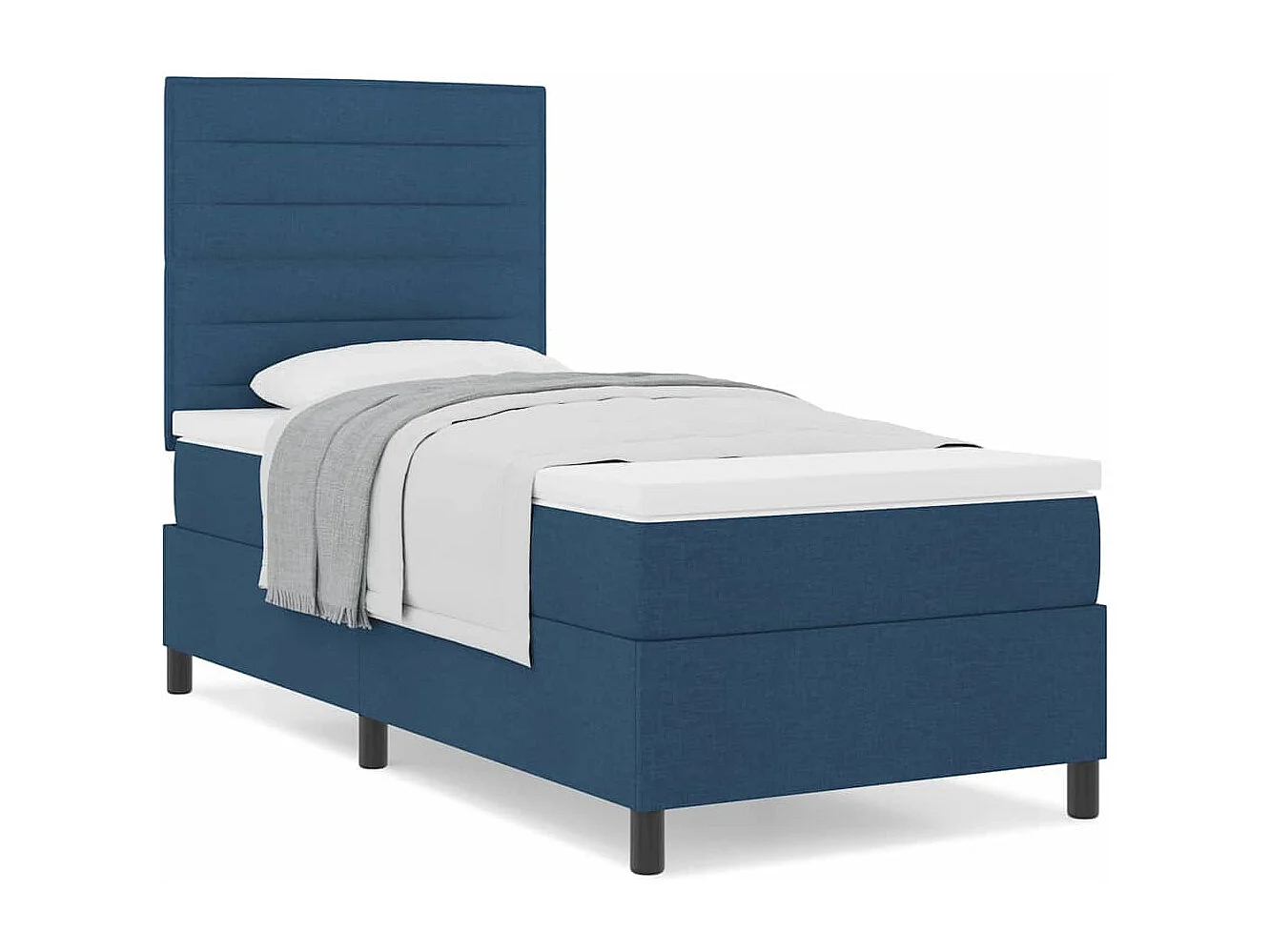 Cama tipo Box Spring con colchón Azul 90 x 190 cm tela