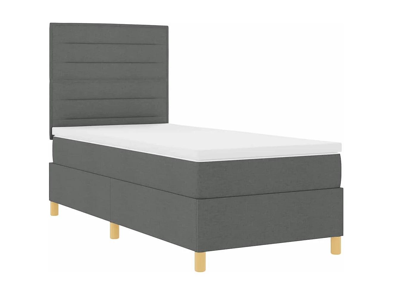 Cama tipo Box Spring con colchón Gris oscuro 90 x 190 cm tela