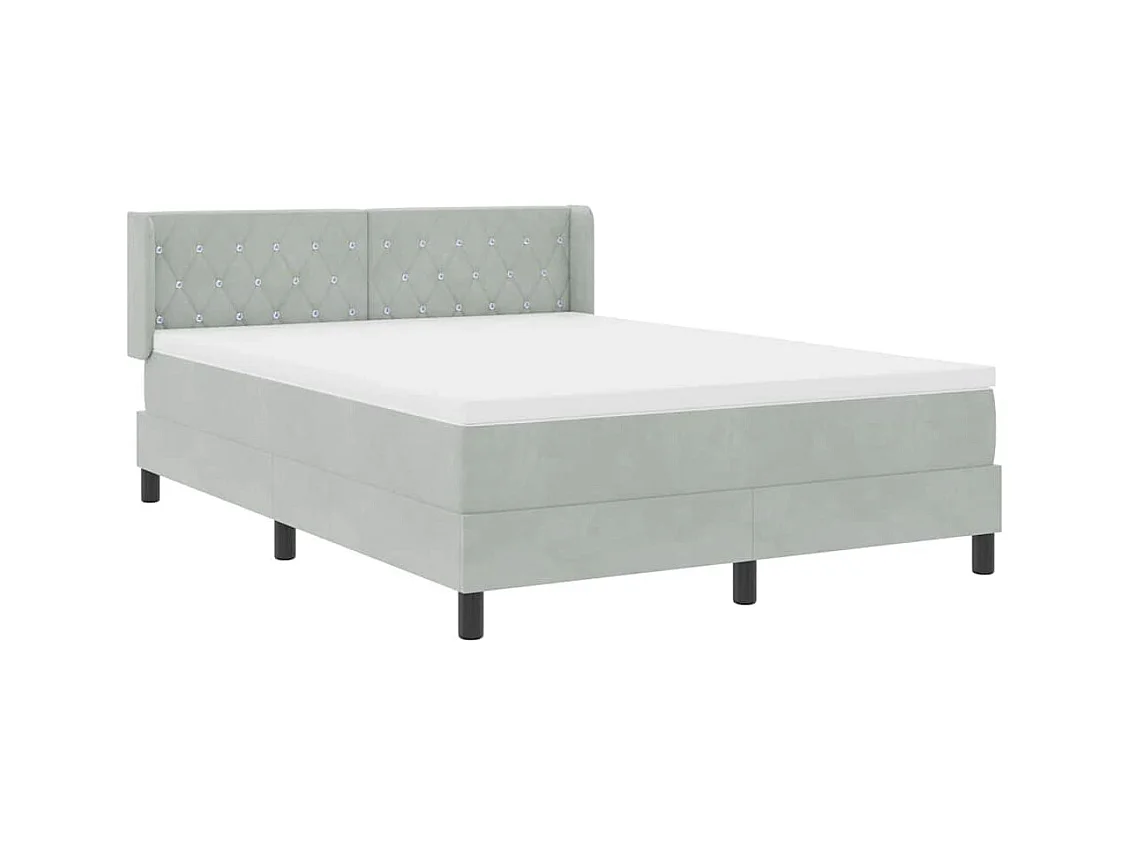 Cama Box com Colchão Preta 100x200 cm Veludo Cinzento-claro