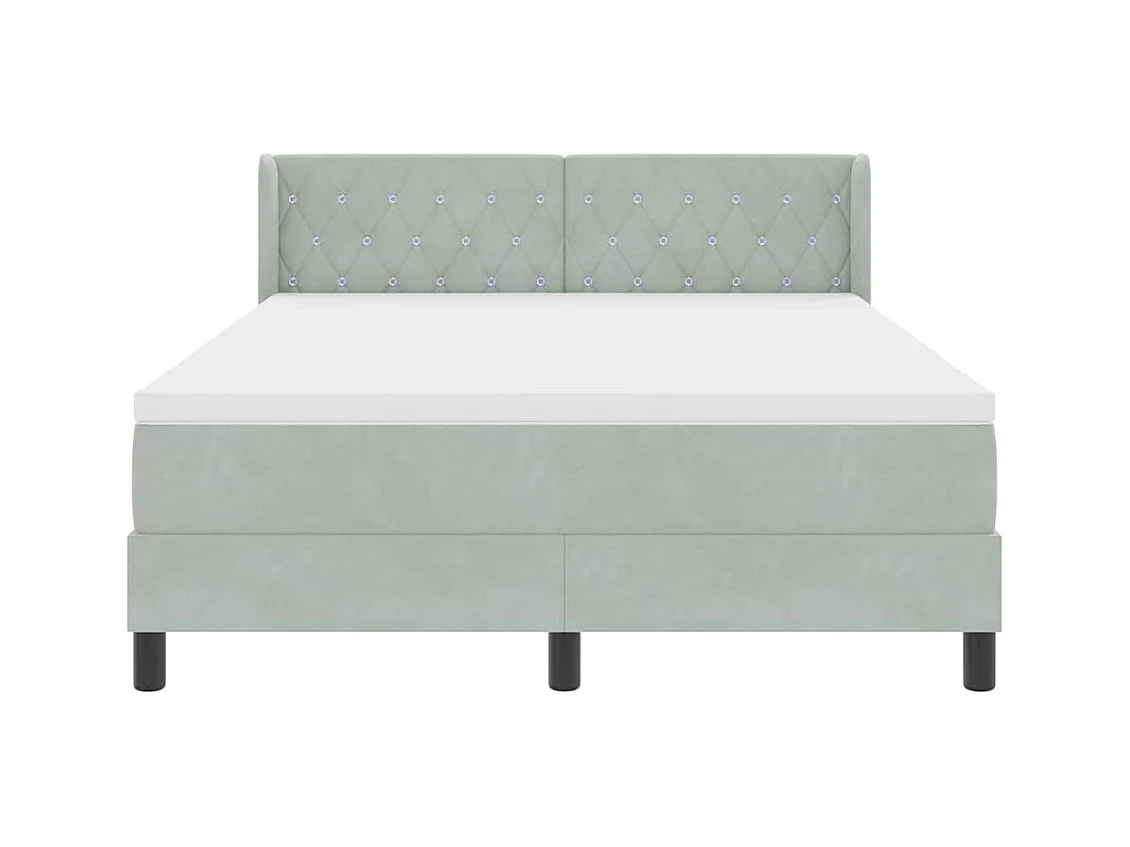 Cama Box com Colchão Preta 100x200 cm Veludo Cinzento-claro