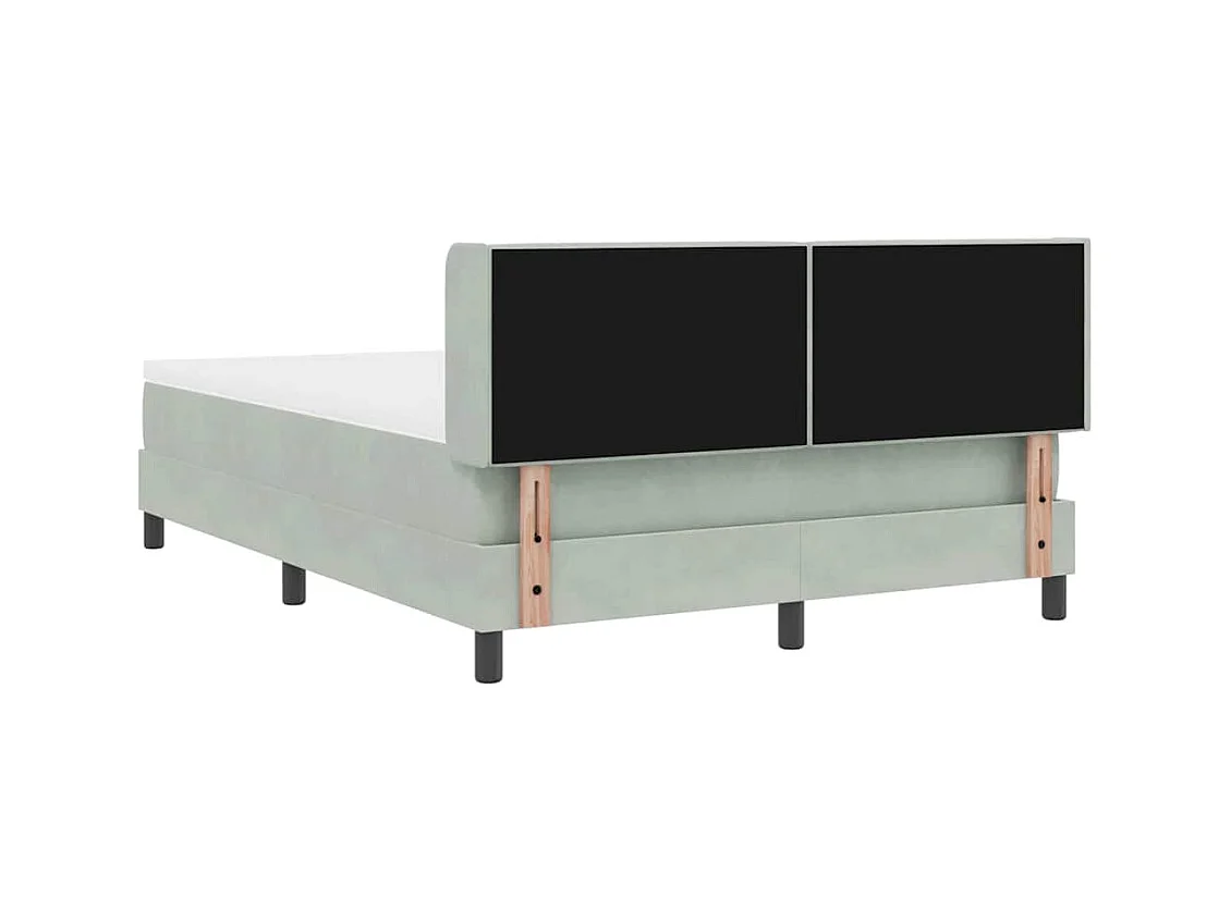 Cama Box com Colchão Preta 100x200 cm Veludo Cinzento-claro