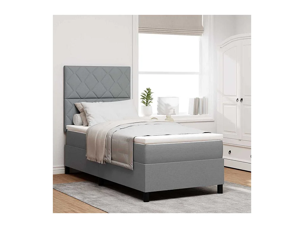 Cadre de lit avec matelas Gris clair 100 x 200 cm tissu