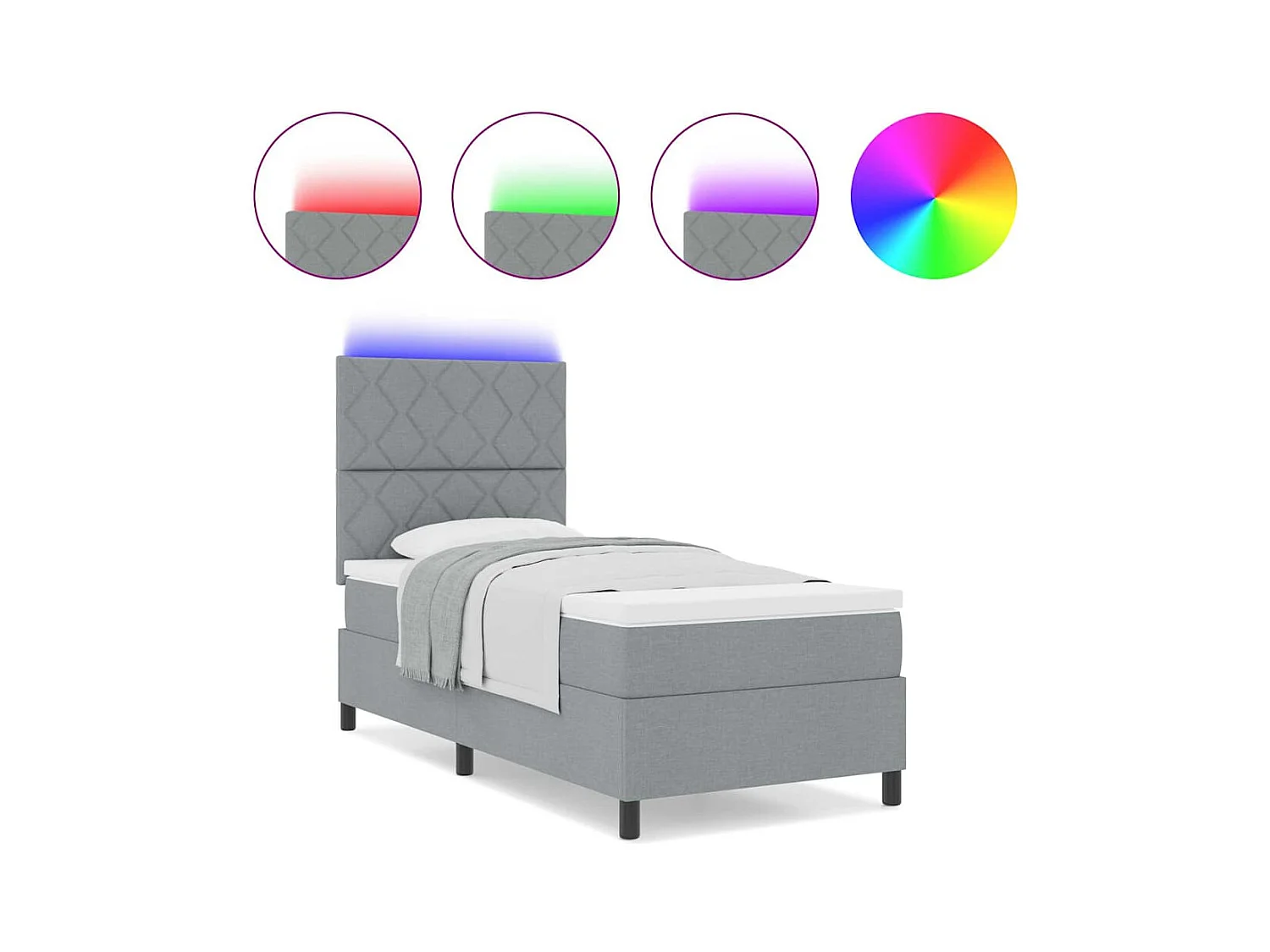 Cadre de lit avec matelas Gris clair 100 x 200 cm tissu