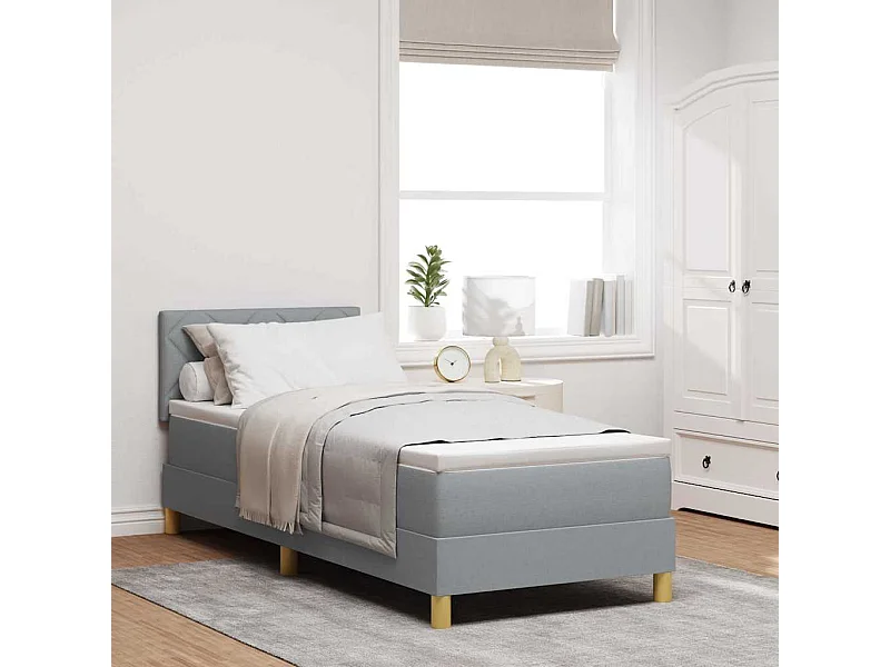 Cama box spring com colchão Cinzento-claro 80 x 200 cm tecido