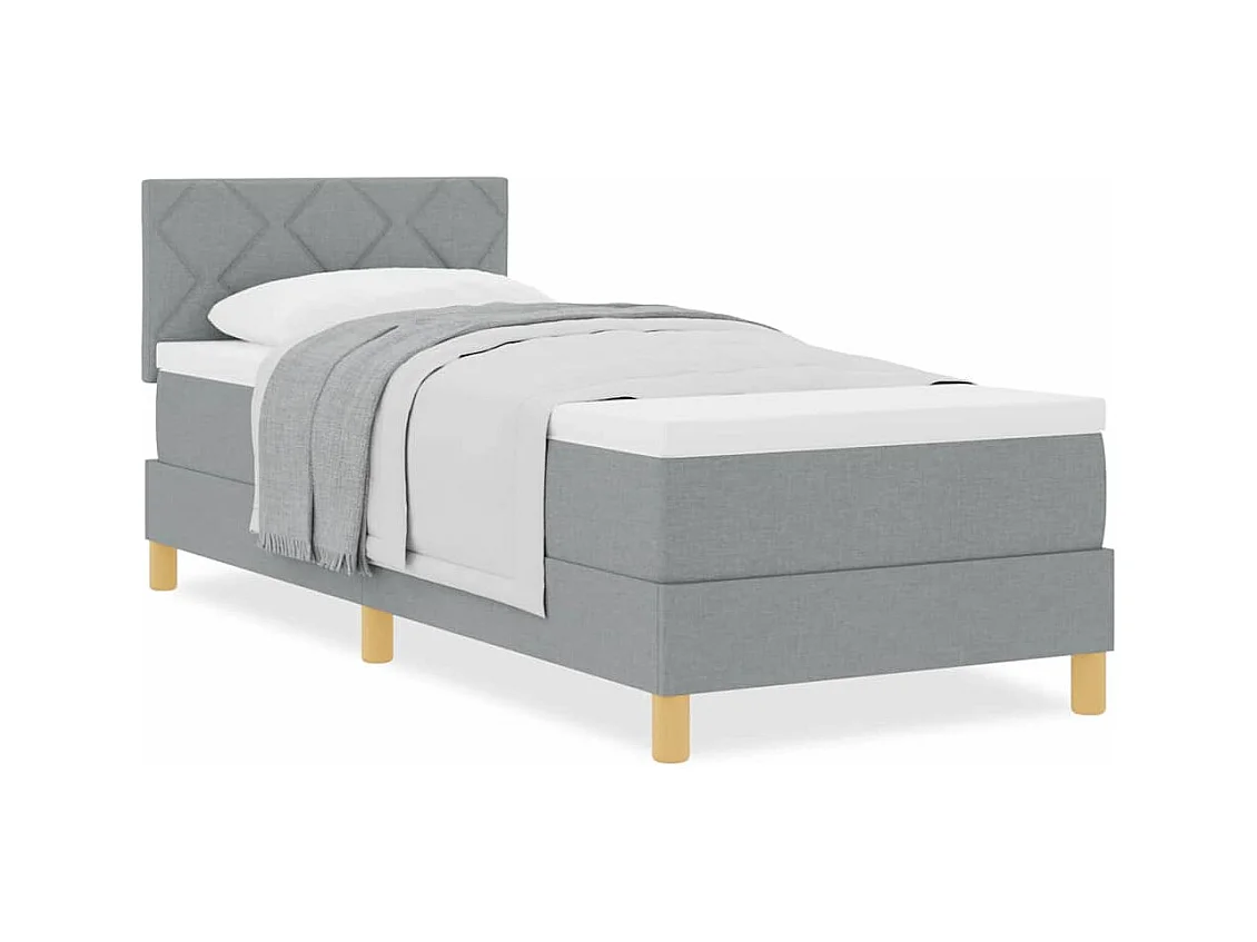 Cadre de lit avec matelas Gris clair 80 x 200 cm tissu