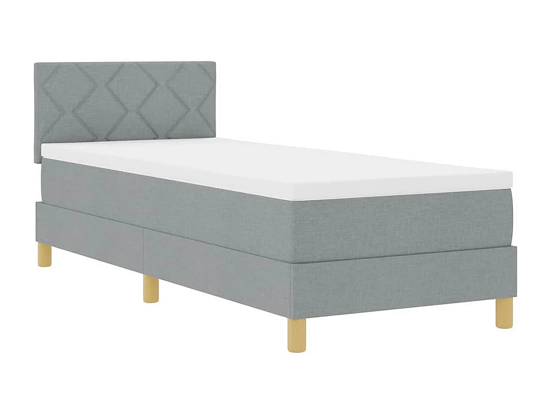 Cama box spring con colchón Gris claro 80 x 200 cm tela