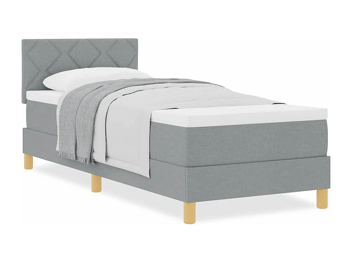 Cama box spring con colchón Gris claro 80 x 200 cm tela
