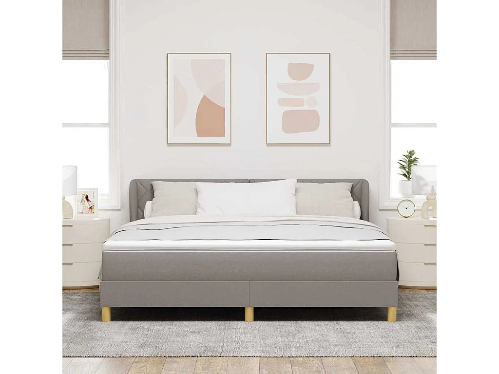 Boxspringbed met Matras Crème 90x200 cm Stof Taupe 180 x 200 cm