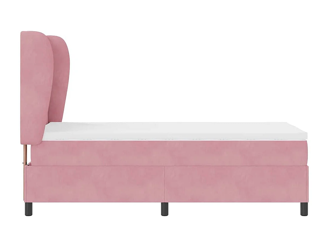 Cama tipo Box Spring con colchón Rosa 90 x 200 cm Terciopelo