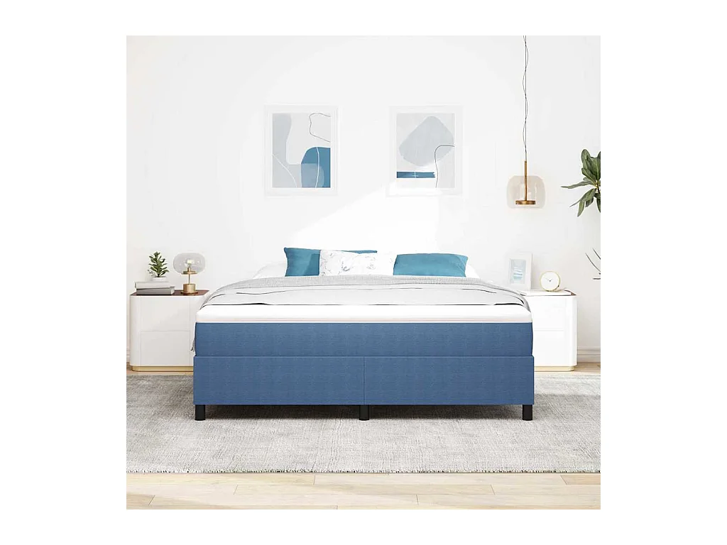 Cadre de lit Bleu 180 x 200 cm Tissu en velours côtelé