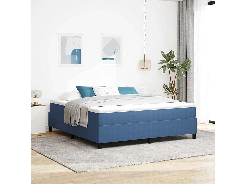 Cadre de lit Bleu 180 x 200 cm Tissu en velours côtelé