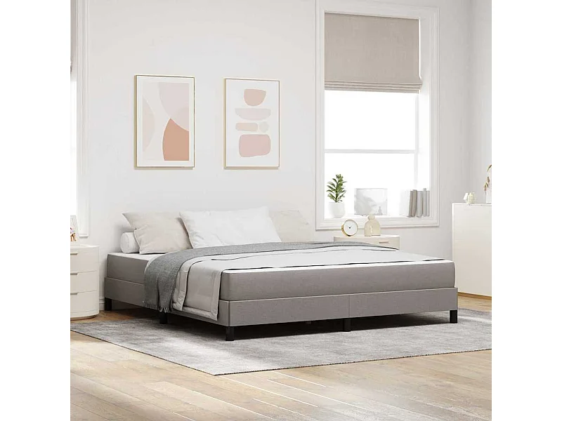 Cama tipo Box Spring con colchón Taupé 180 x 200 cm tela