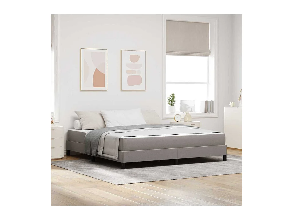 Cama tipo Box Spring con colchón Taupé 180 x 200 cm tela