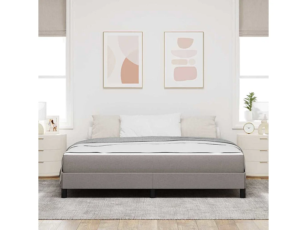 Cama Box com colchão Cinzento-acastanhado 180 x 200 cm tecido