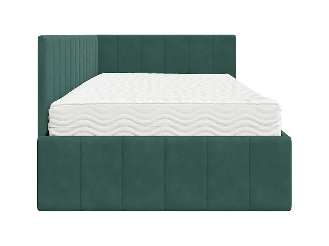 Estrutura de Cama de Canto Verde-escuro 90 x 200 cm Veludo