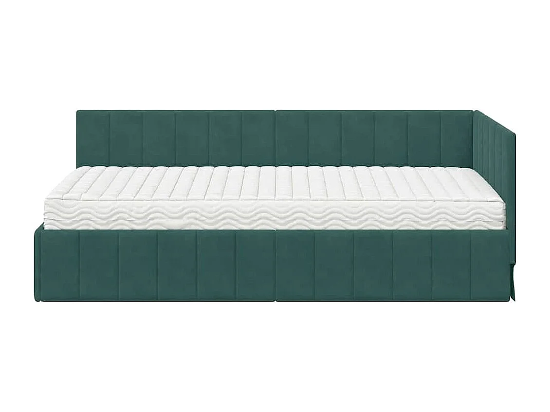 Estructura de cama en esquina Verde oscuro 90 x 200 cm