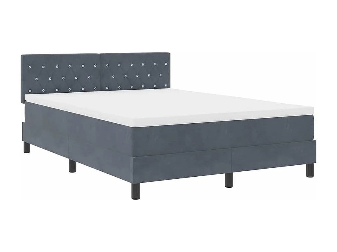 Cama tipo Box Spring Gris oscuro 140 x 200 cm Terciopelo