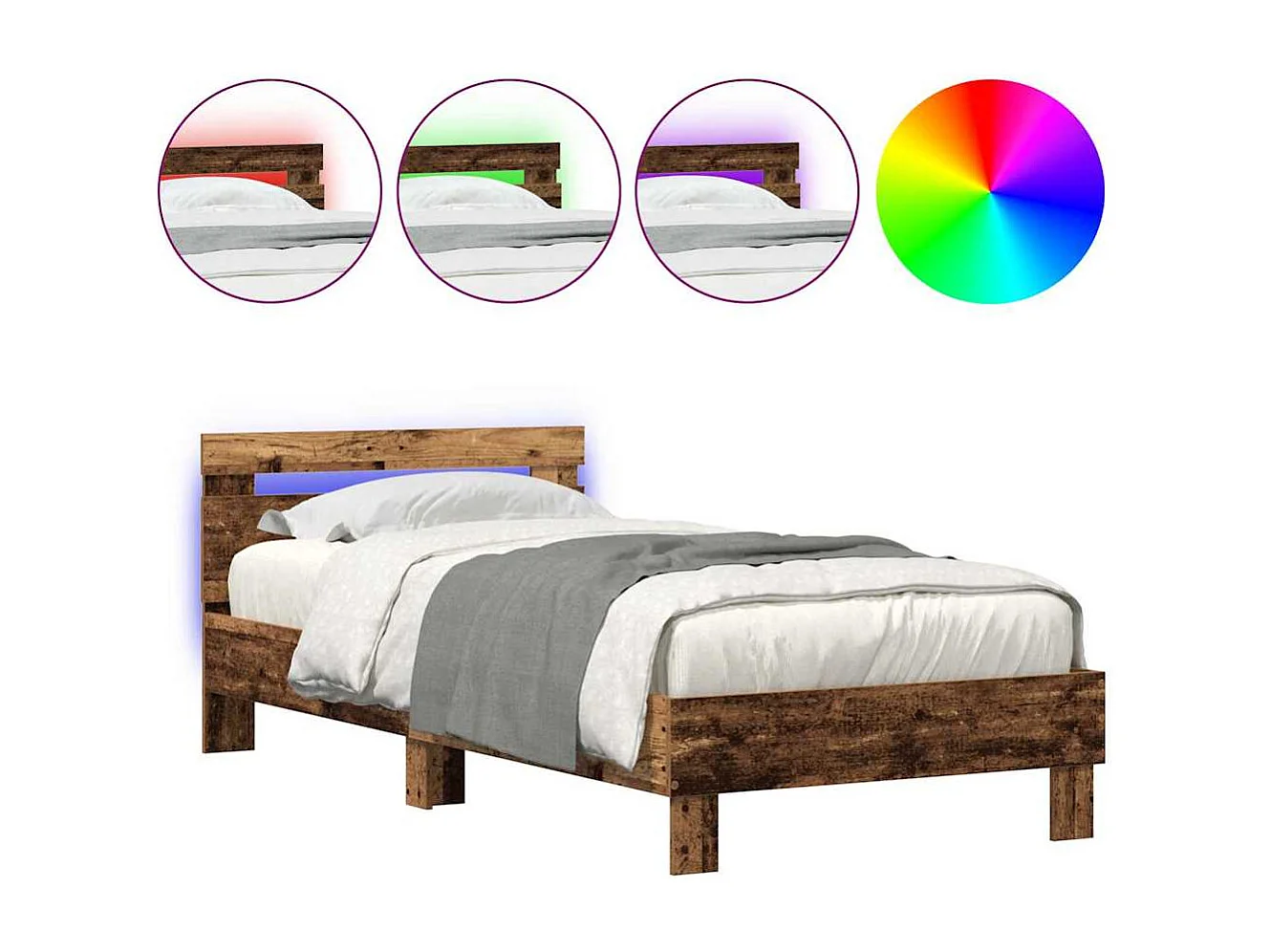 Bedframe met hoofdeinde Oud hout 90 x 190 cm Bewerkt hout