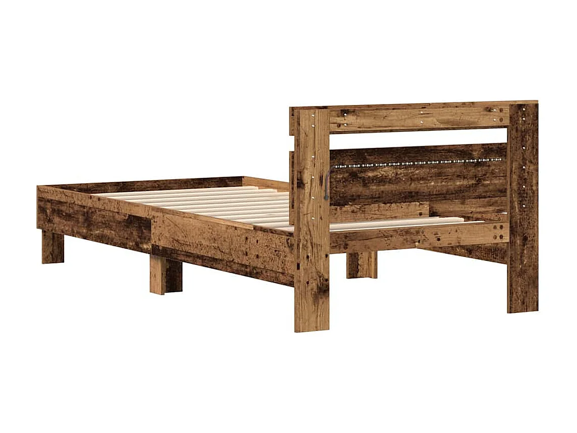 Bedframe met hoofdeinde Oud hout 90 x 190 cm Bewerkt hout