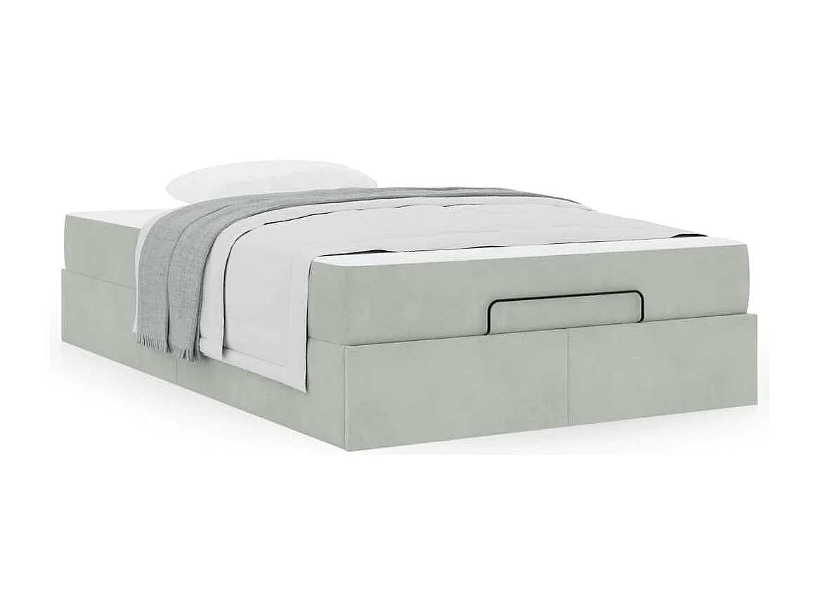 Cadre de lit avec matelas Gris clair 120 x 200 cm Velours