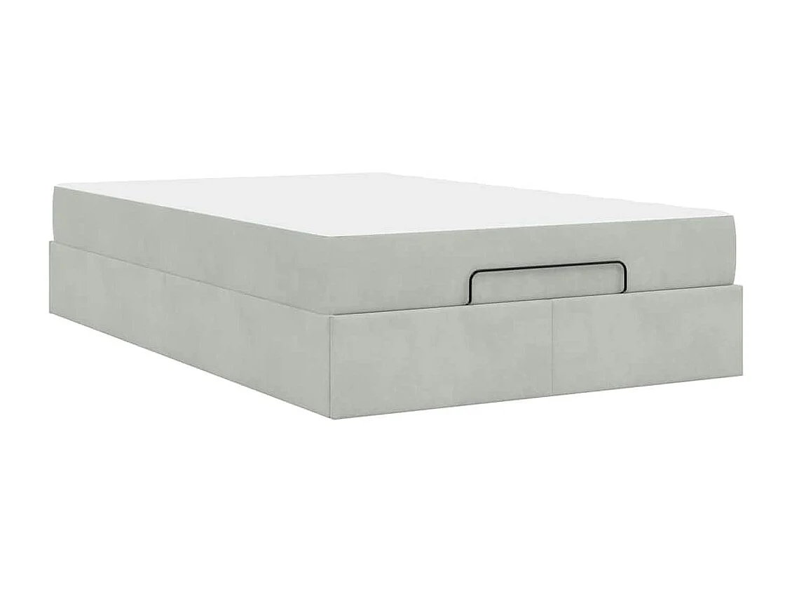 Cadre de lit avec matelas Gris clair 120 x 200 cm Velours