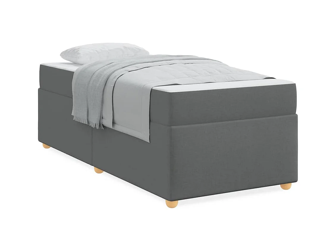 Cadre de lit avec matelas Gris foncé 80 x 200 cm tissu