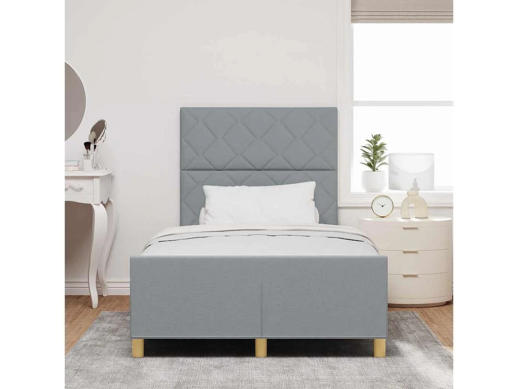Cadre de lit avec tête de lit Gris clair 120 x 190 cm tissu