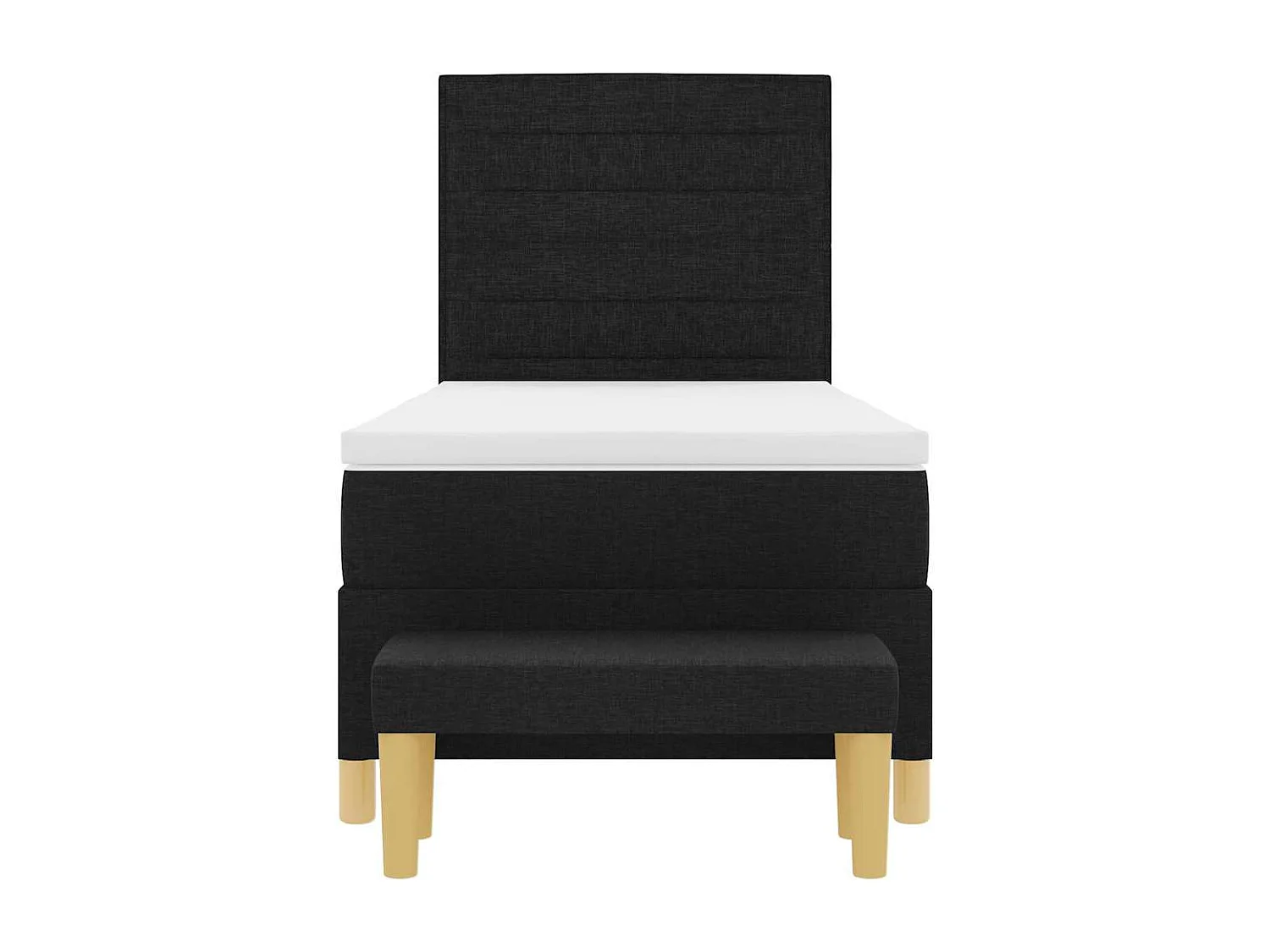 Cadre de lit avec matelas Noir 90 x 200 cm tissu