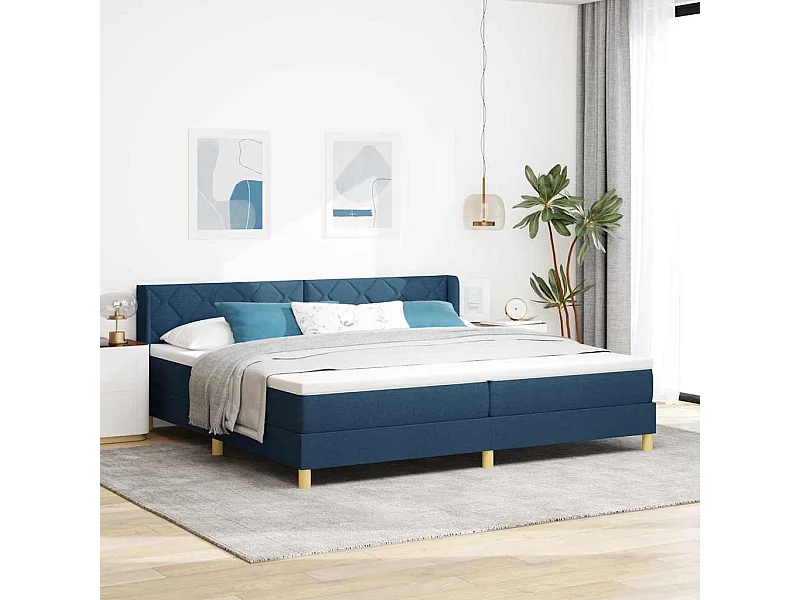 Boxspringbed met matras met hoofdeinde Blauw 200 x 200 cm Stof