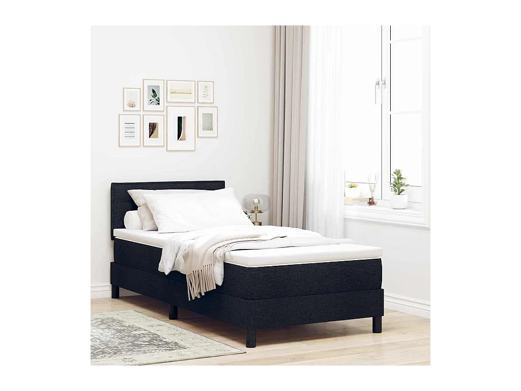 Cama box spring con colchón con colchón Negro 80 x 200 cm tela