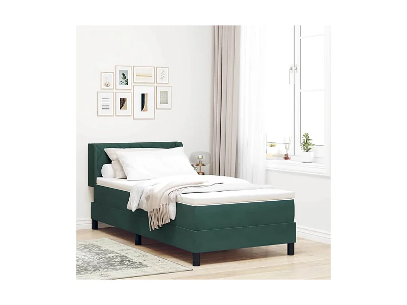 Cadre de lit avec matelas noir 100x200 cm en velours