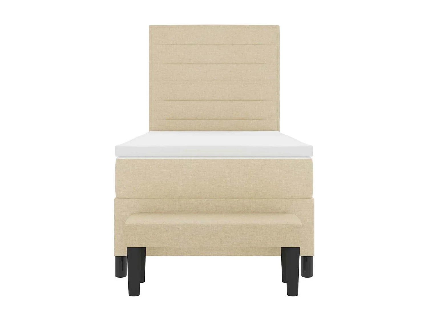 Cadre de lit avec matelas Crème 100 x 200 cm tissu