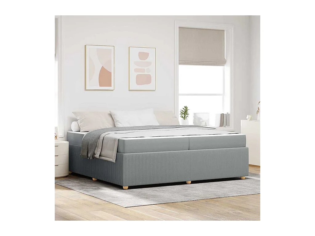 Cadre de lit avec matelas Gris clair 200 x 200 cm tissu
