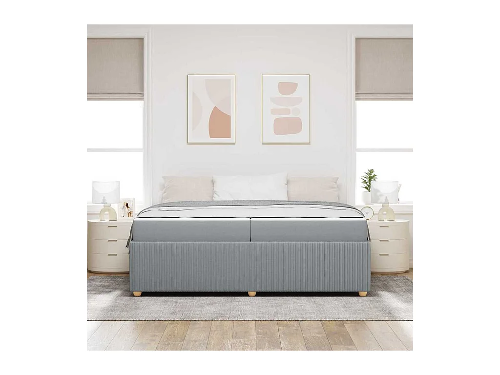 Cadre de lit avec matelas Gris clair 200 x 200 cm tissu