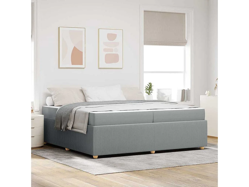 Cadre de lit avec matelas Gris clair 200 x 200 cm tissu