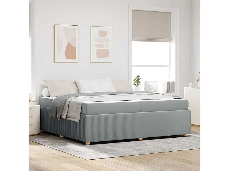 Cadre de lit avec matelas Gris clair 200 x 200 cm tissu