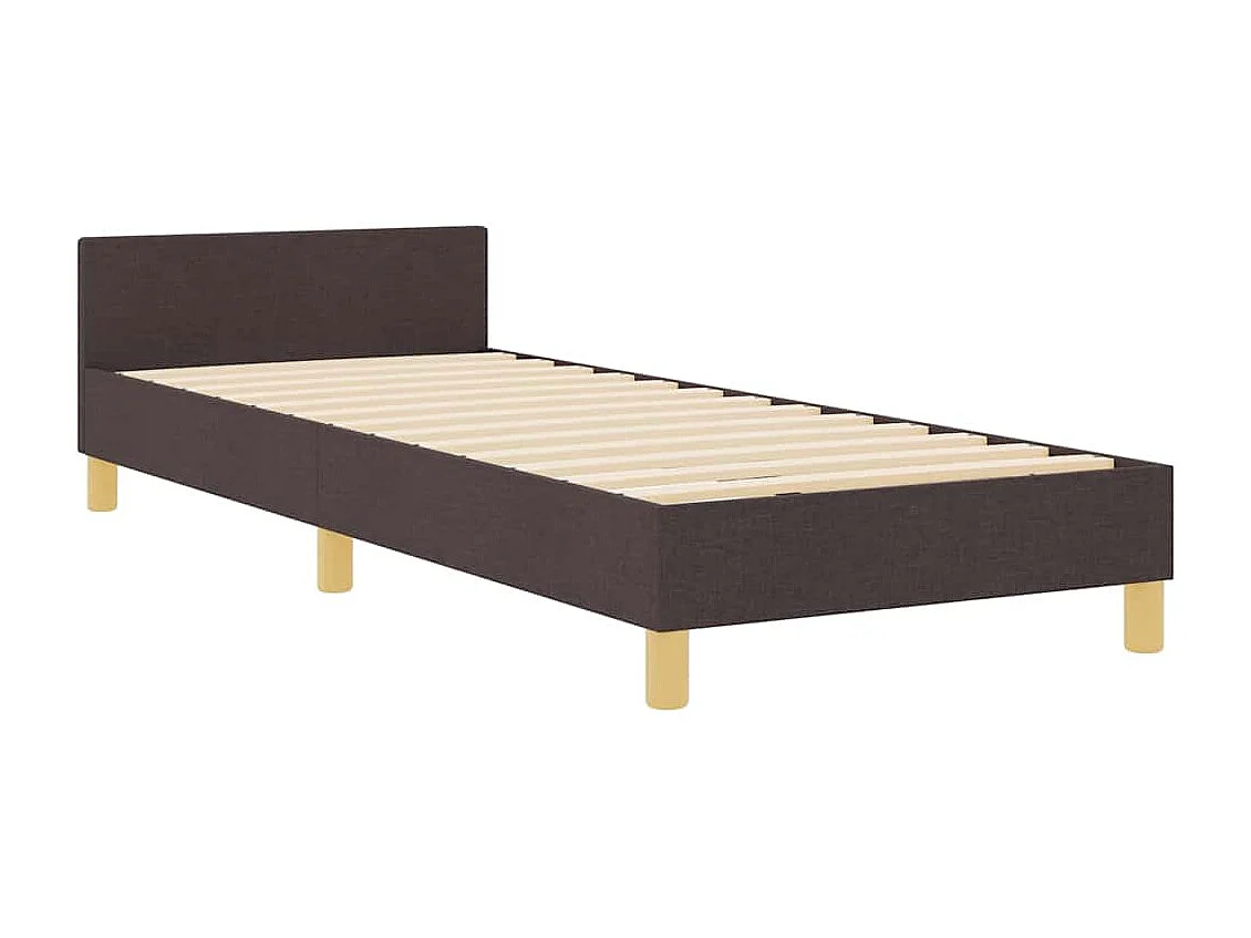 Estructura de cama con cabecera Marrón oscuro 90 x 200 cm tela
