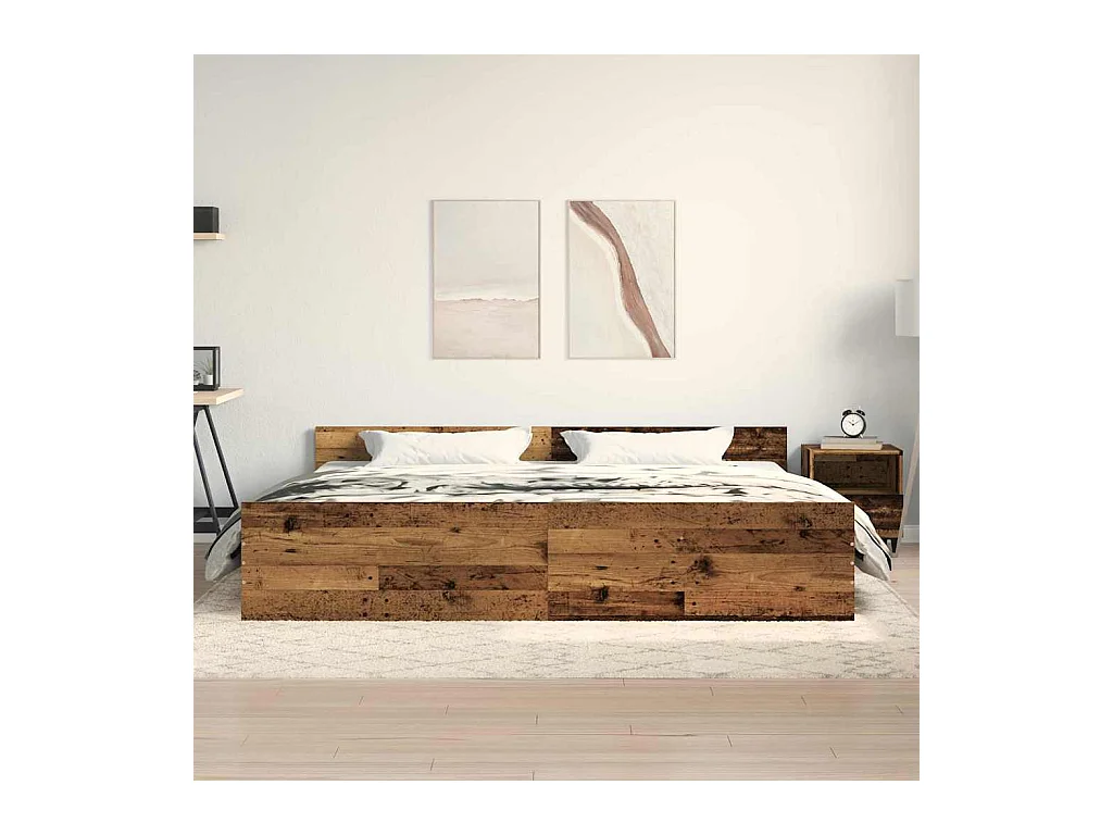 Cadre de lit Bois ancien 200 x 200 cm Bois d'ingénierie