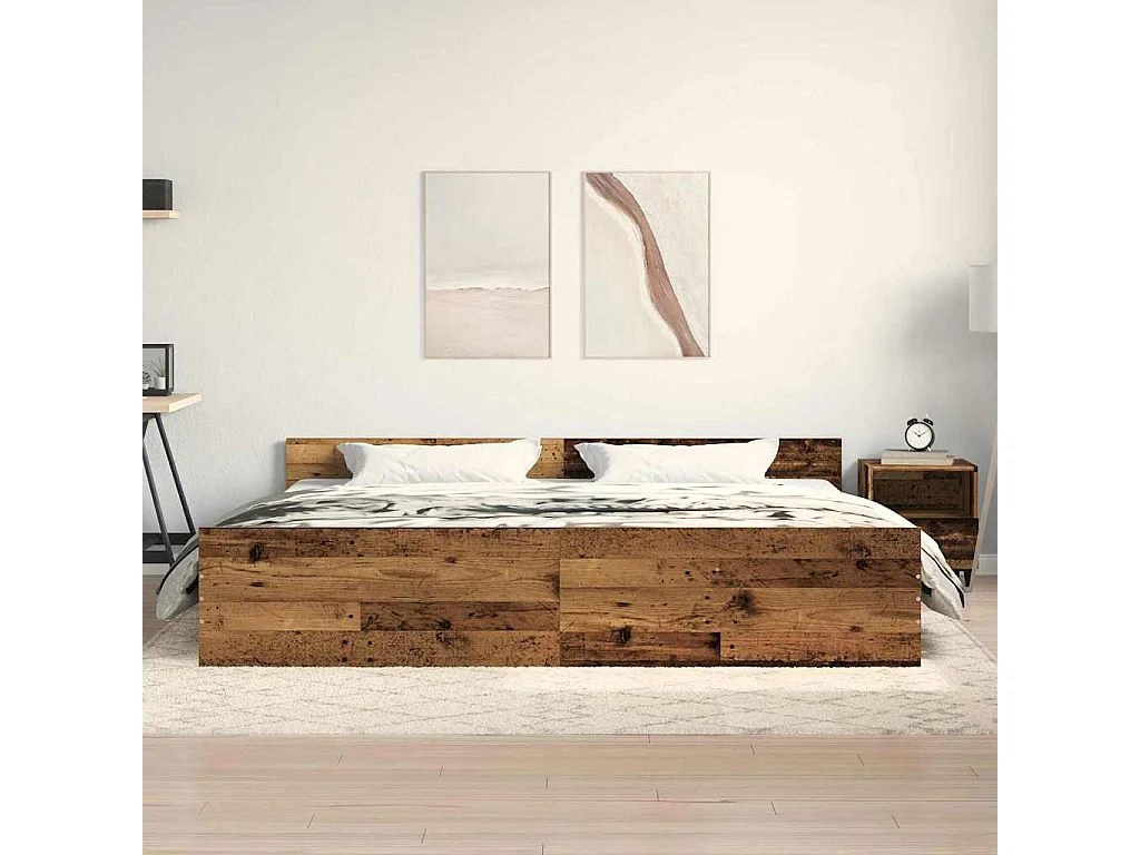 Cadre de lit Bois ancien 200 x 200 cm Bois d'ingénierie