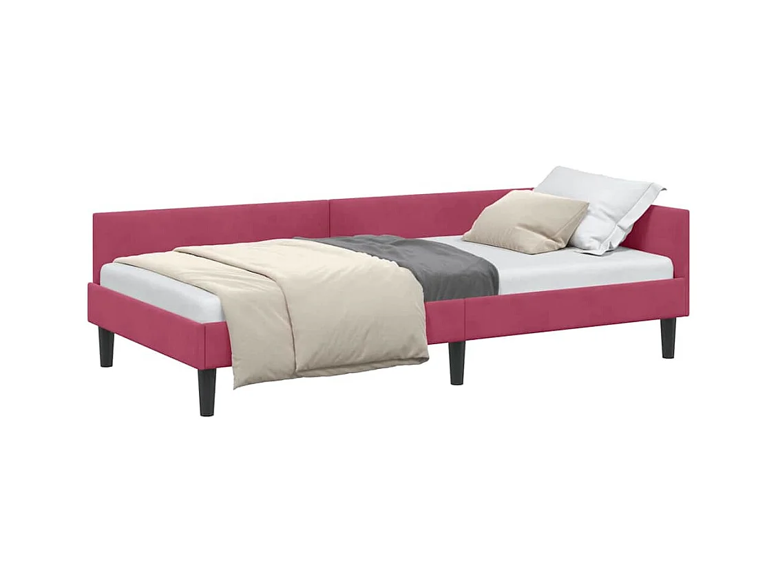 Estructura de Cama Esquinera Manual Rojo vino tinto 90 x 190 cm
